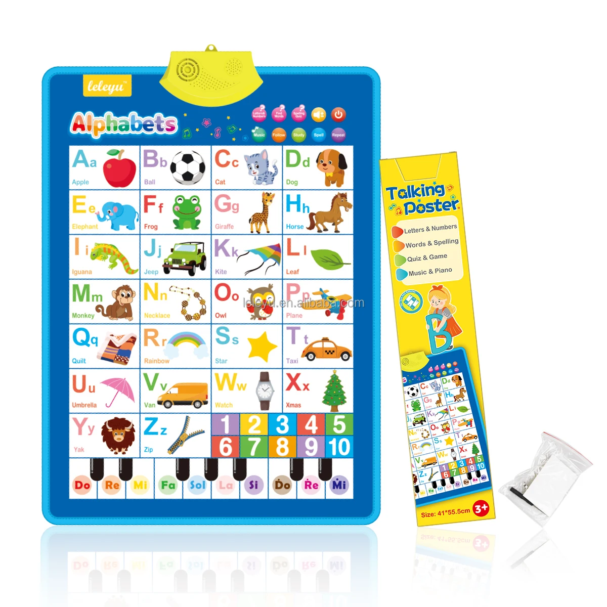 Kids Educational Toy Electronic Interactive Alphabet Number Wall Chart Talking Poster