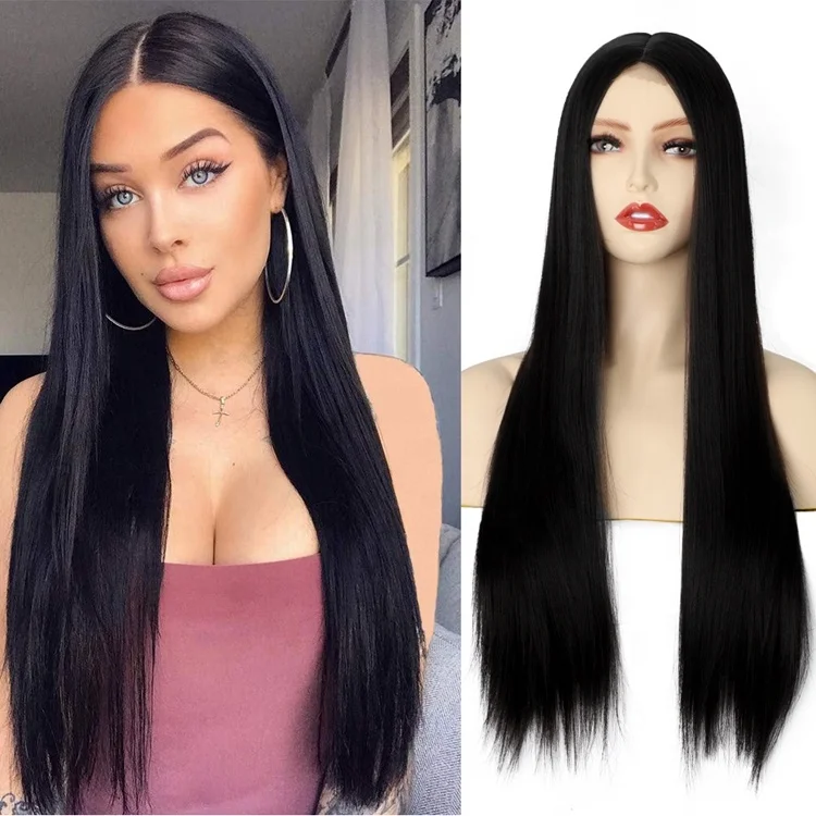 
Factory Wholesale Price Long Straight Hair Lace Synthetic Fiber Ladies Wig 