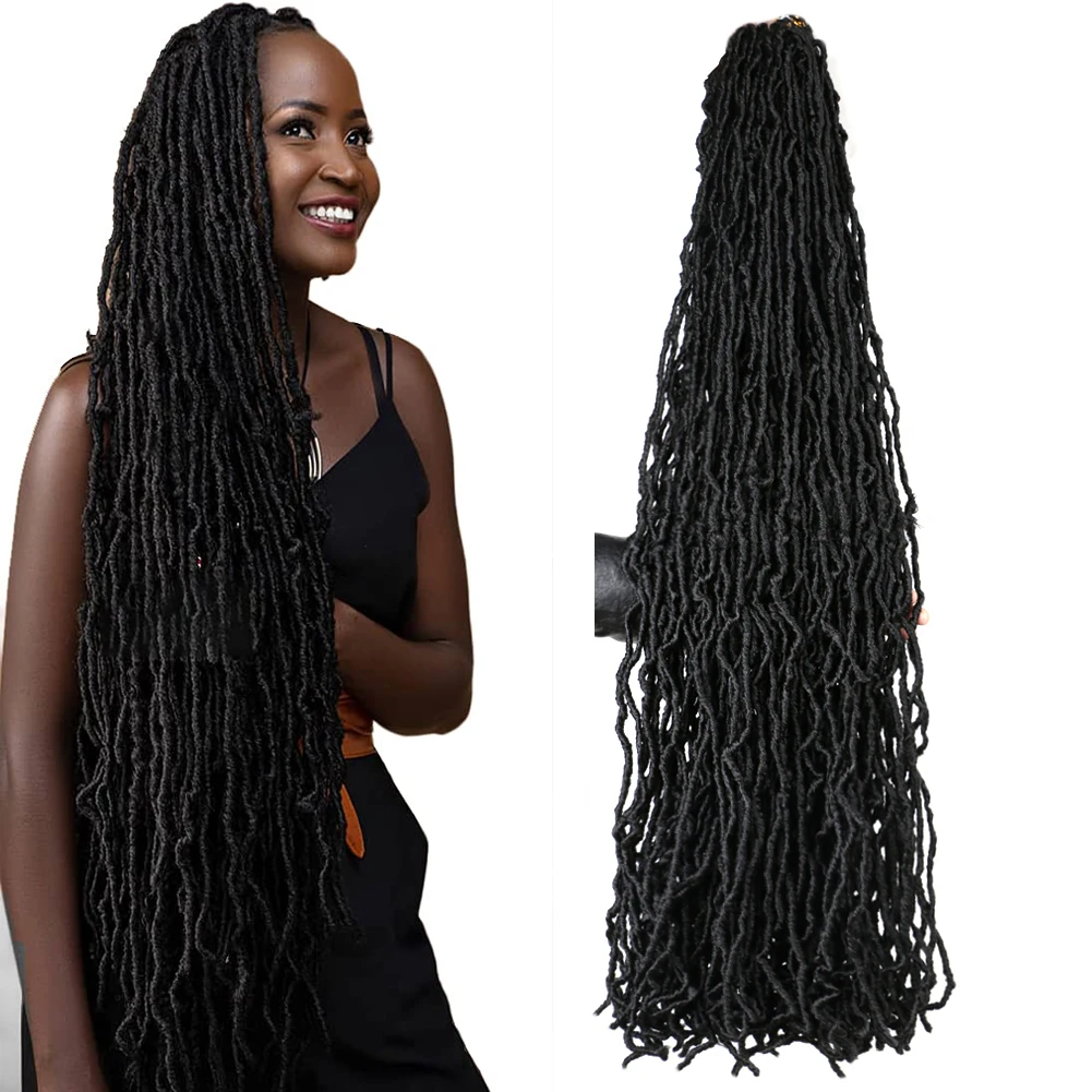14inch 18inch 24inch 36inch New Soft Locs Curly Wavy Pre-Looped Goddess Synthetic Fiber Hair Extensions Earthworm Faux Locs