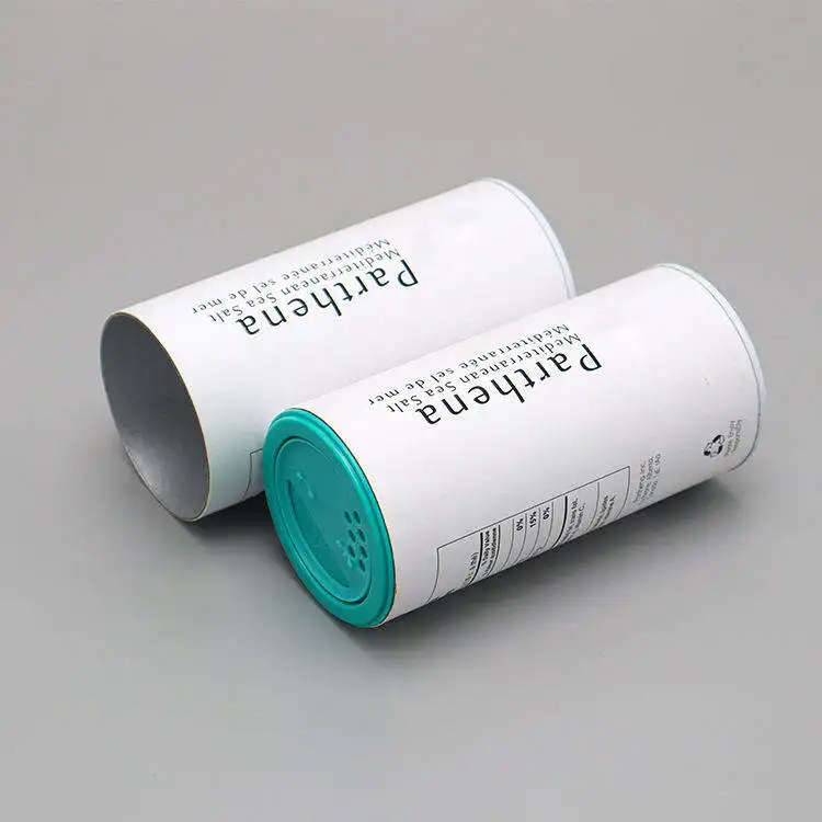 Free Sample Glossy Laminated Round Kitchen Spice Paper Jars Lightweight Tube Packaging with Plastic Shaker Lid Sugar Cookies