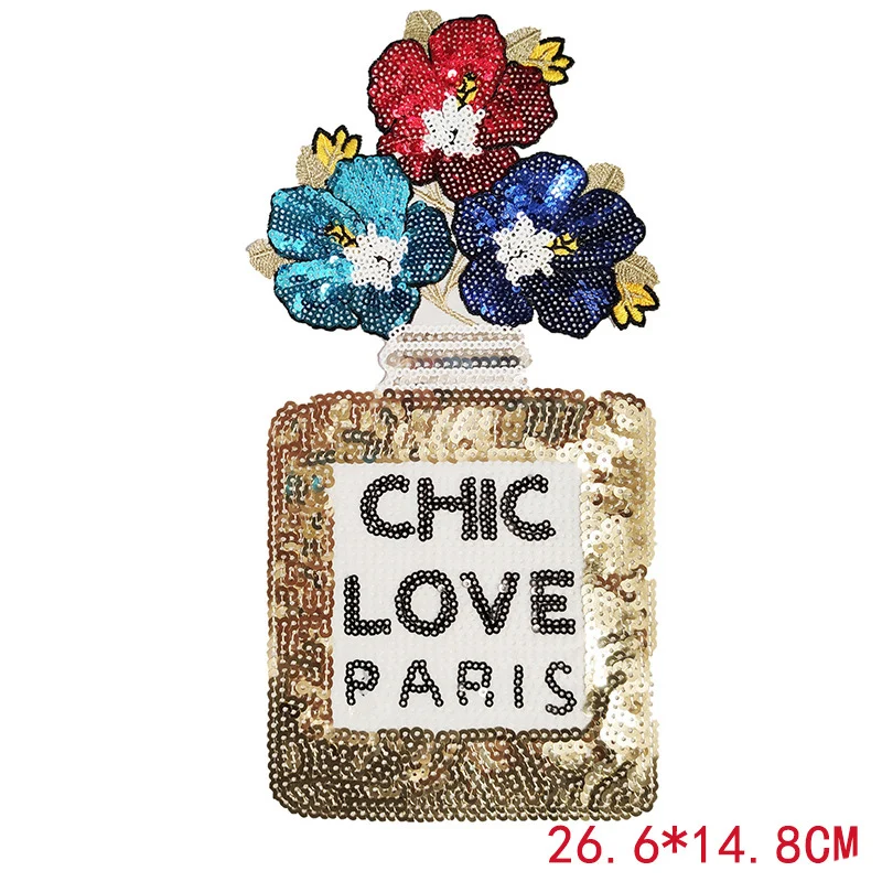 Sequined bling  clothing large embroidered patches custom embroidery clothing accessories cloth patches