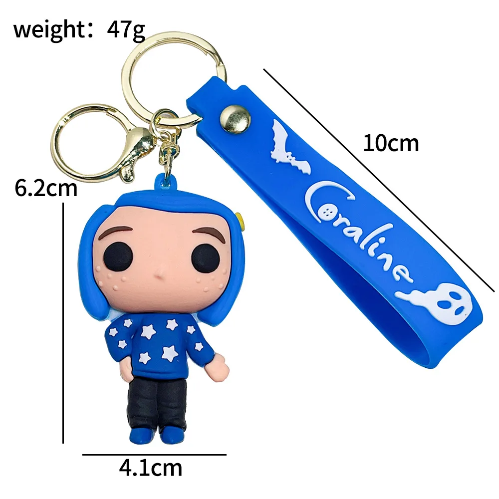 6 Color High Quality horrible Movie Coraline Secret Door PVC mini Figure Rubber Keychain