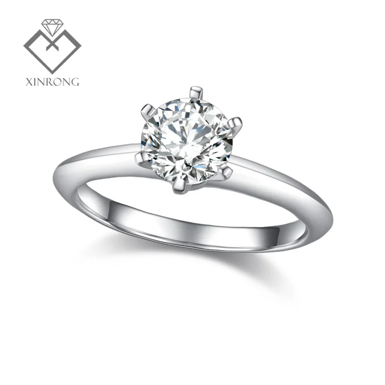
GIC certified 1~3ct GH VS SI Anneau de diamant IGI CVD 14k gold six prong solitaire cvd diamond engagement ring for wedding ring 