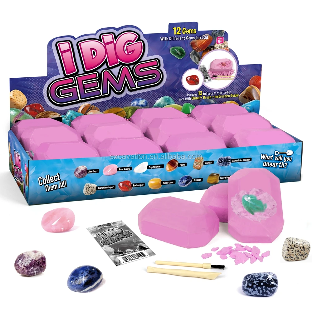 excavation toy gems dig kit 12 pcs different kinds of gems valuable to collect it