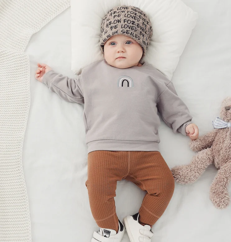 Hongbo Newborn French Terry Fabric Boys Girls Baby Sweatsuit Sweatpants Clothing Set Unisex Baby Apparel Sets