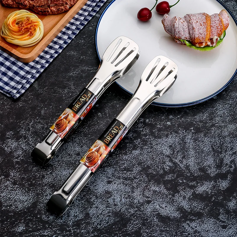 304 stainless steel food clip steak spatula fish spatula thickened food clip three line clip baking utensils