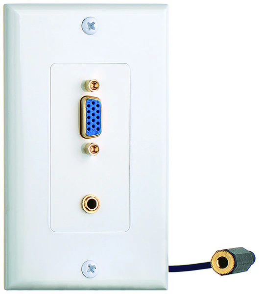 SVGA VGA HD15 Video 1-Port One Gang F/F Wall Face Plate Gold for PC New - White