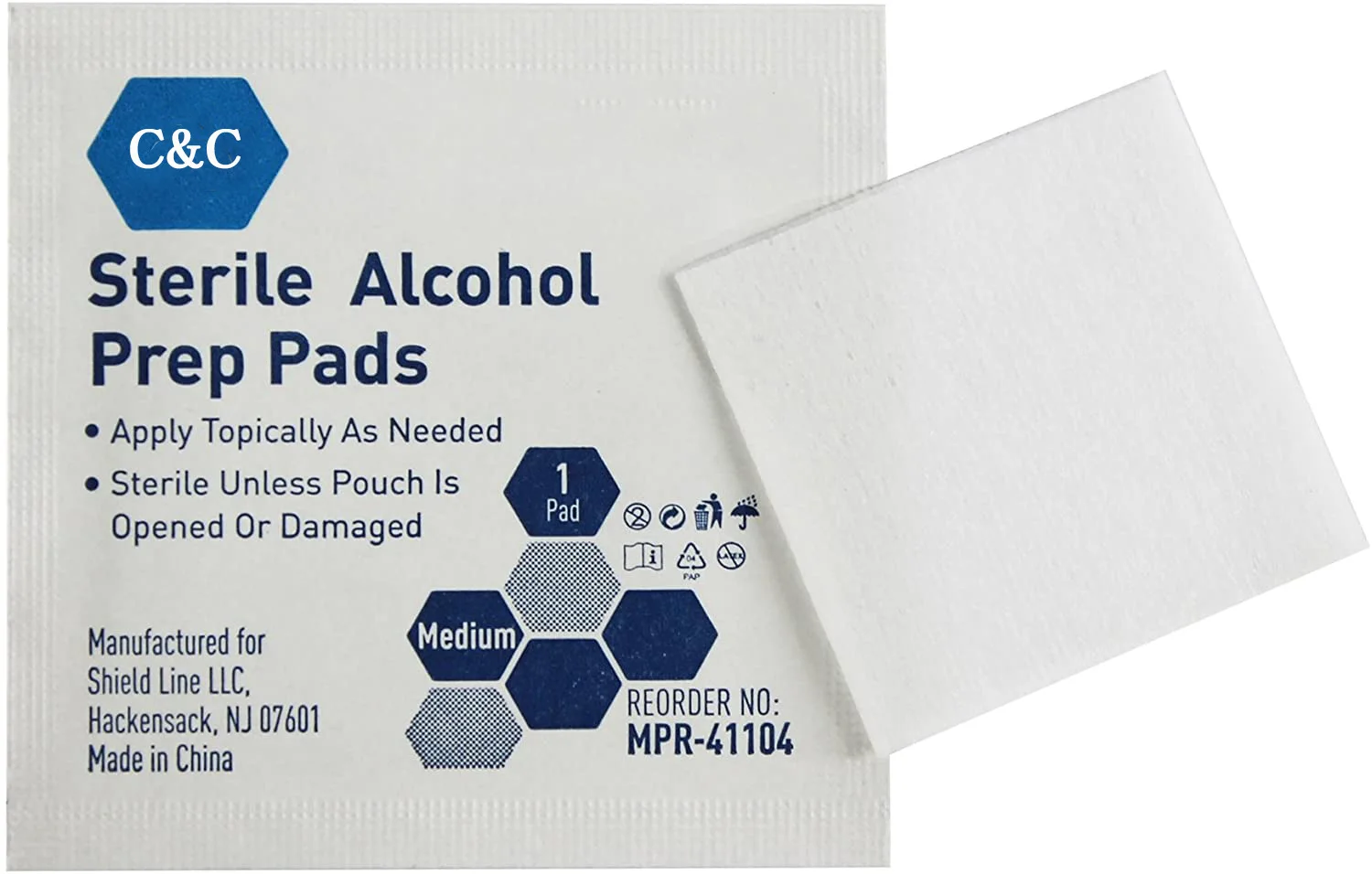 Individually-Wrapped Isopropyl Cotton Swabs Disposable Medium Square Size Alcohol Prep Pads