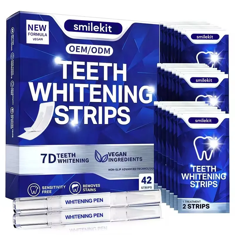 Private Label Remove Teeth Stains Product Bleaching White Strips Bulk PAP Teeth Whitening Strips For Teeth 14 Pairs 28 pcs