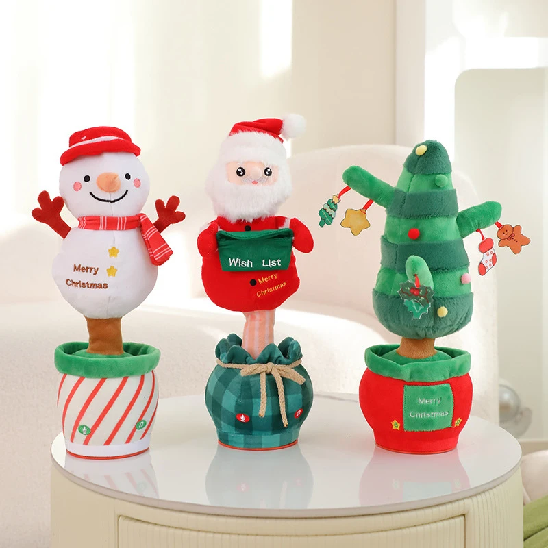 Christmas Electric Plush Dancing Doll Interactive Creative Funny Ornaments Xmas Theme Twisting Christmas Decoration Plush Doll