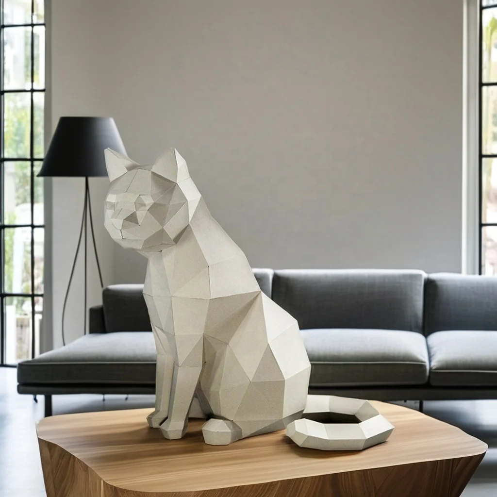 White Cat 3D Origami Paper DIY Handmade Art,Home Decor,Educational Interests,Holiday Parties,DIY Origami Paper Crafts