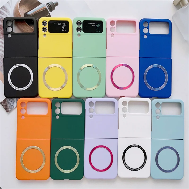 Magnetic Phone Case For Samsung Galaxy Z Flip 5 4 3 case Frosted Skin PC Wireless charging Phone Case For Samsung Z Fold 5 4 3