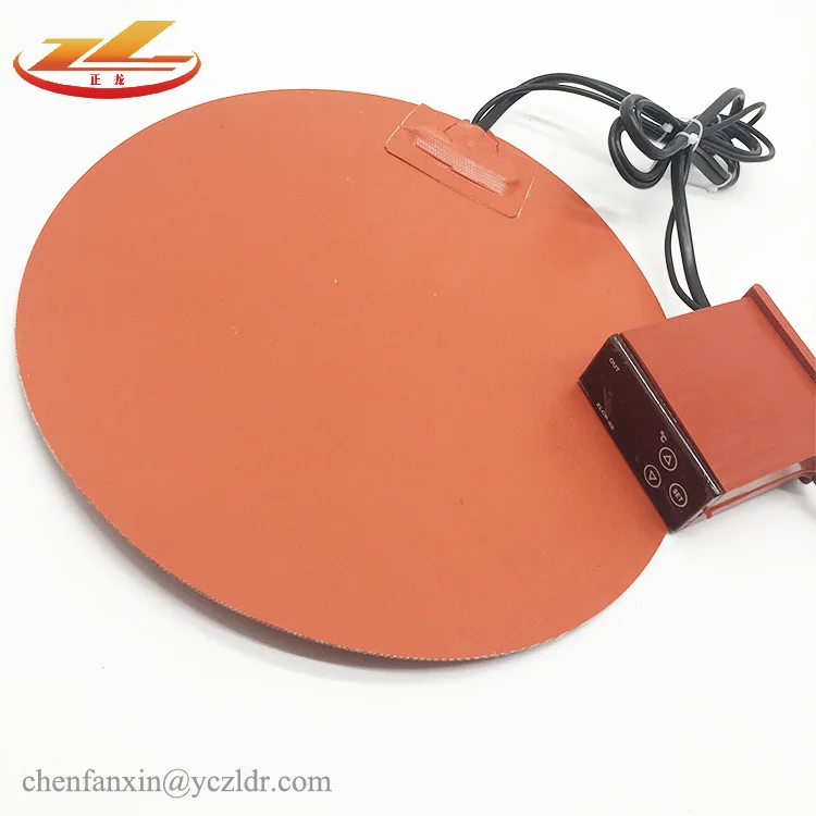 110V flexible round 400mm diameter silicone rubber heating pad heater 800w with 3M tape