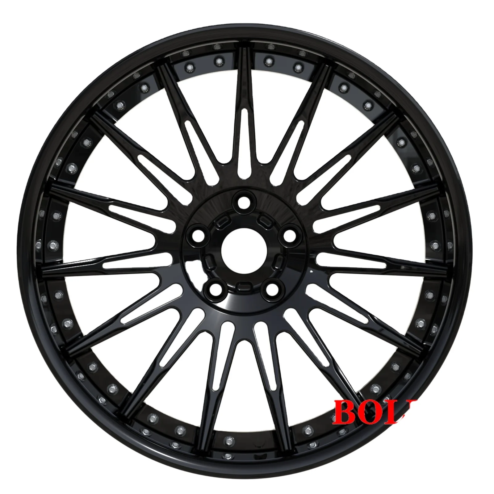 Custom high quality black  2 piece forged wheels 18-24 inch alloy forged car wheels car rims for Passenger car wheel