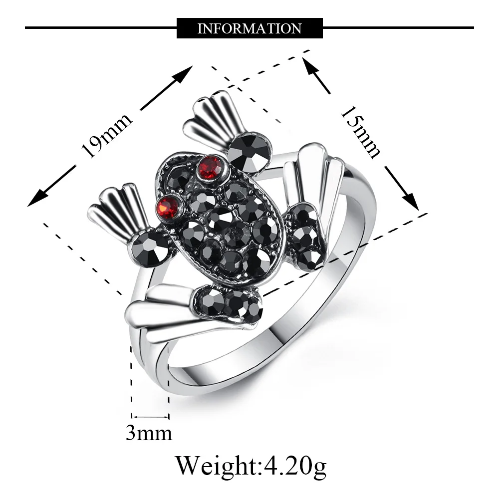 HPXmas New Designed Unisex Gold Silver Color Frog Shape Personalized Rings With Zircon Crystal For Men Gift