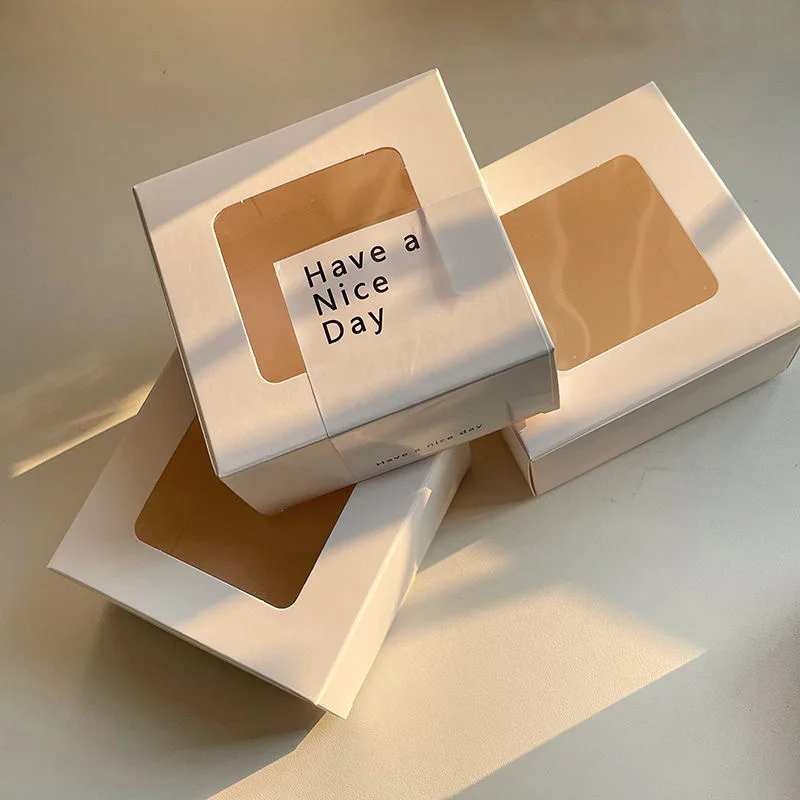 Custom Logo Transparent Cake Box with PVC Window Paper Cardboard Pastry Box For Food PVC Packaging Cake Boxes