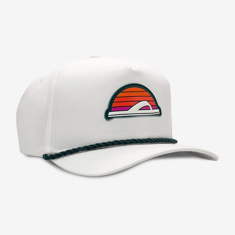 Custom 5 Panel Structured Beach Baseball PVC Patch logo Shoes Brand Rope Hats