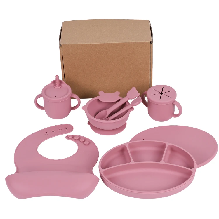 Reusable Anti-breakage Hot Designs on Amazon Silicone Baby Tableware Set With Divisions
