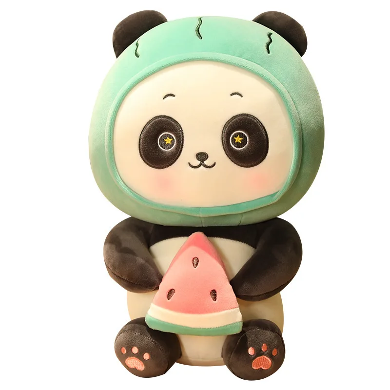 Cross border cute fruit cartoon simulation giant panda plush toy panda doll