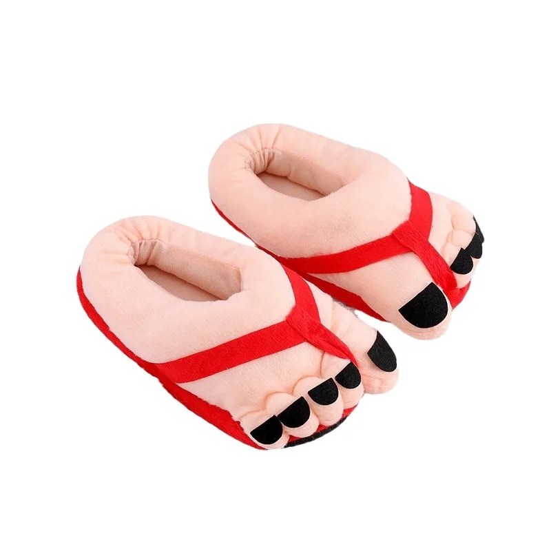 Woman Chunky Indoor Thick Fluffy Slides Unisex Couple Creative Five-Finger Slipper Winter Shoes For Women House Warm Slippers