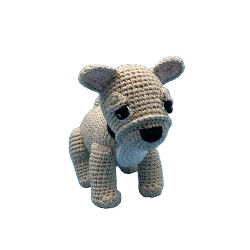 Factory Custom Cotton Yarns Crocheted Dog Amigurumi Animal Dolls Crochet Bulldog