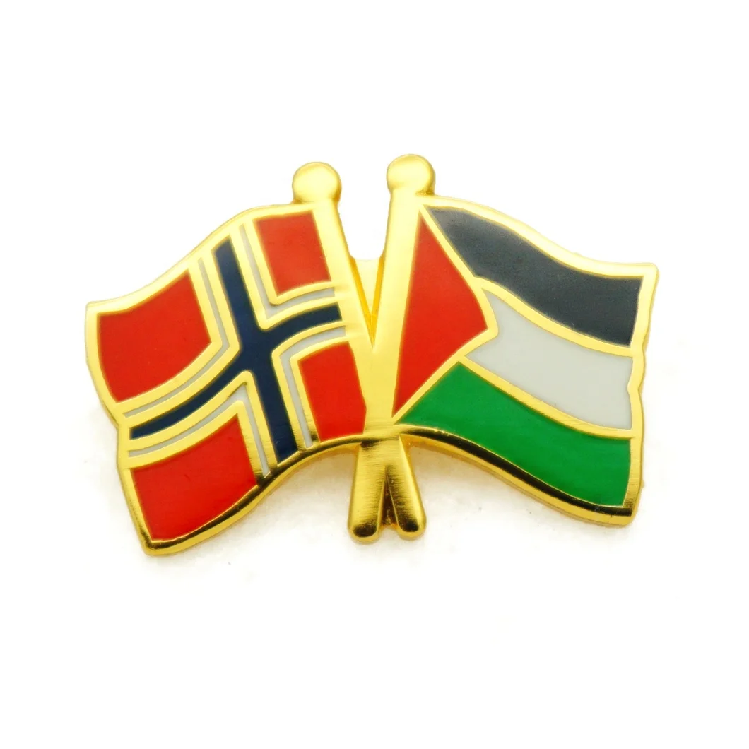high quality Custom Design Enamel friendship Double Side Flag Pins no minimum customize norway Palestine metal Flag pins