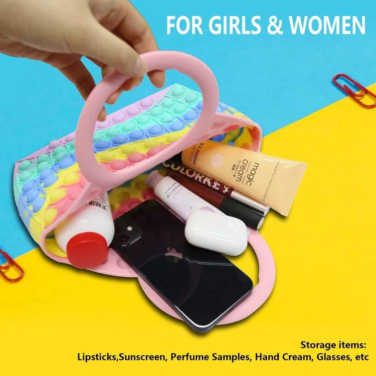 Large Capacity Silicone Waterproof Fidget Tote Bag Shoulder Bag Girls Ladies Travel Beach Hand Bag