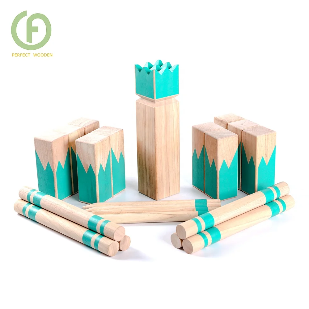 Solid Wooden Customized Kubb Game Set For Garden Outdoor Lawn Game With High Quality