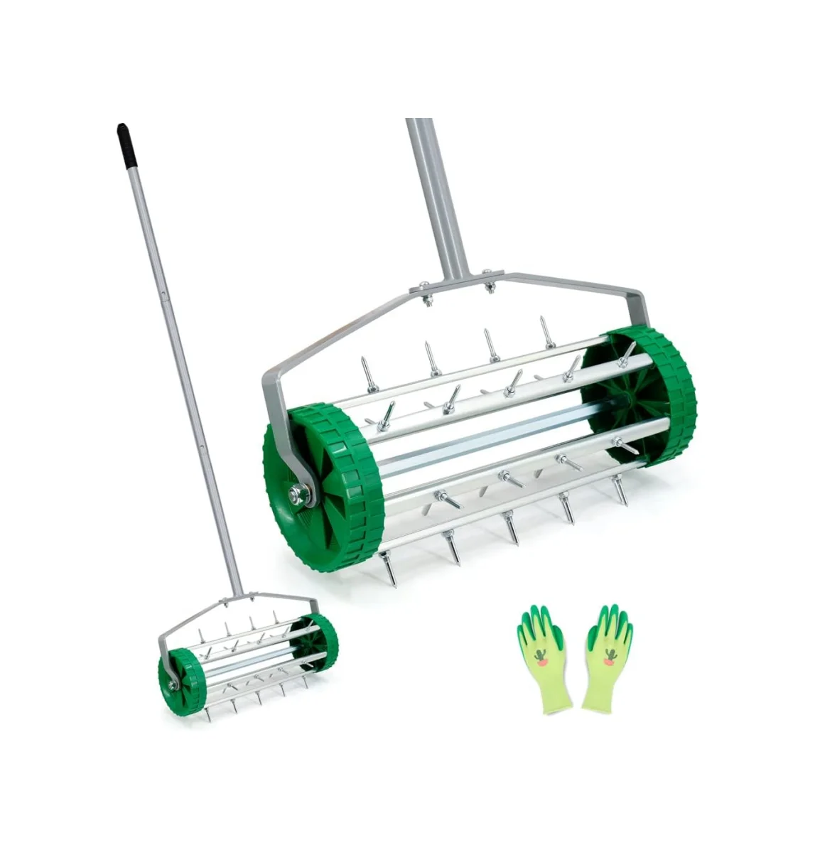 Lawn Aerator, Heavy Duty Rolling Lawn Aerator, Garden Yard Rotary Push Lawn Aeration with 49inch Steel Handle