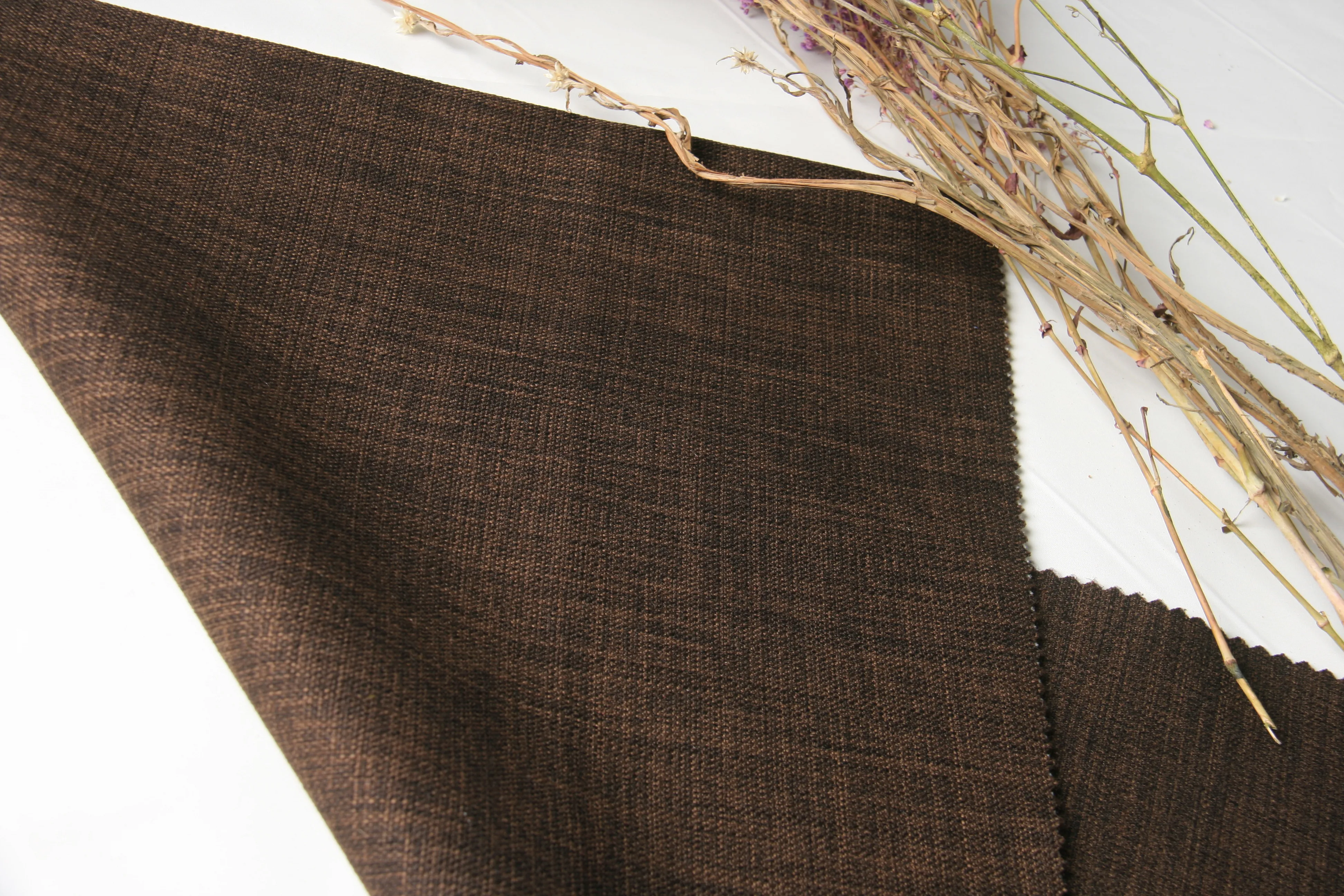 African 100% Polyester Linen Look Plain Thick Looks Linen Fabric for Sofa Upholstery