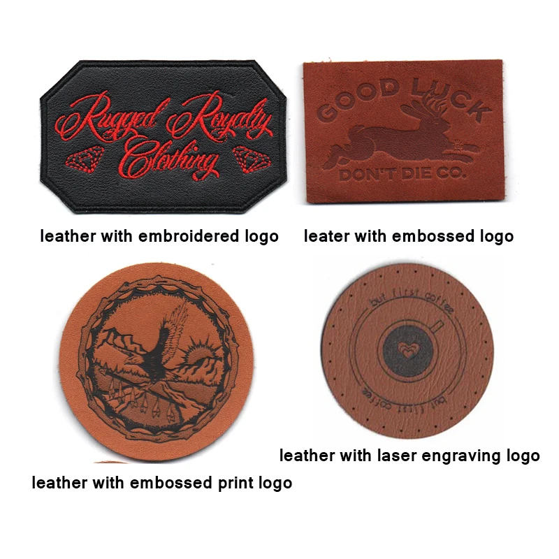 custom square design self adhesive leather hat patches laser safe leather patch printed leather patch