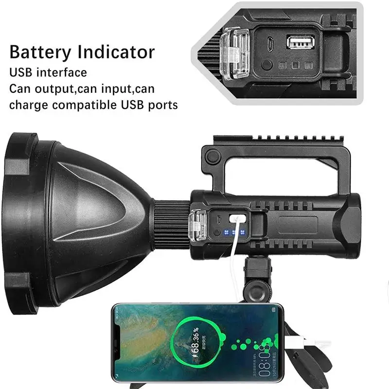 Супер яркий USB перезаряжаемый светодиодный фонарик с кронштейном Высокая мощность ручной свет для рыбалки