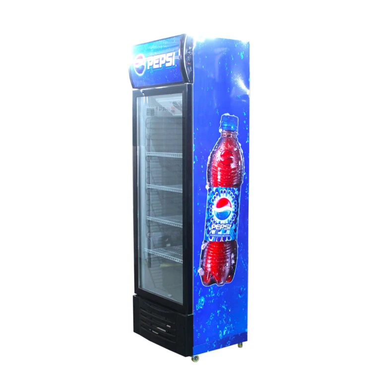 Коммерческий супермаркет однодверный мини-холодильник Pepsi стеклянный дисплей с морозильной