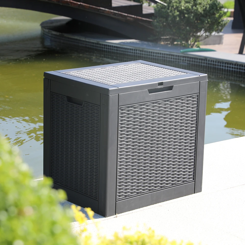 Garden 118L weatherproof rattan effect lockable storage box outdoor