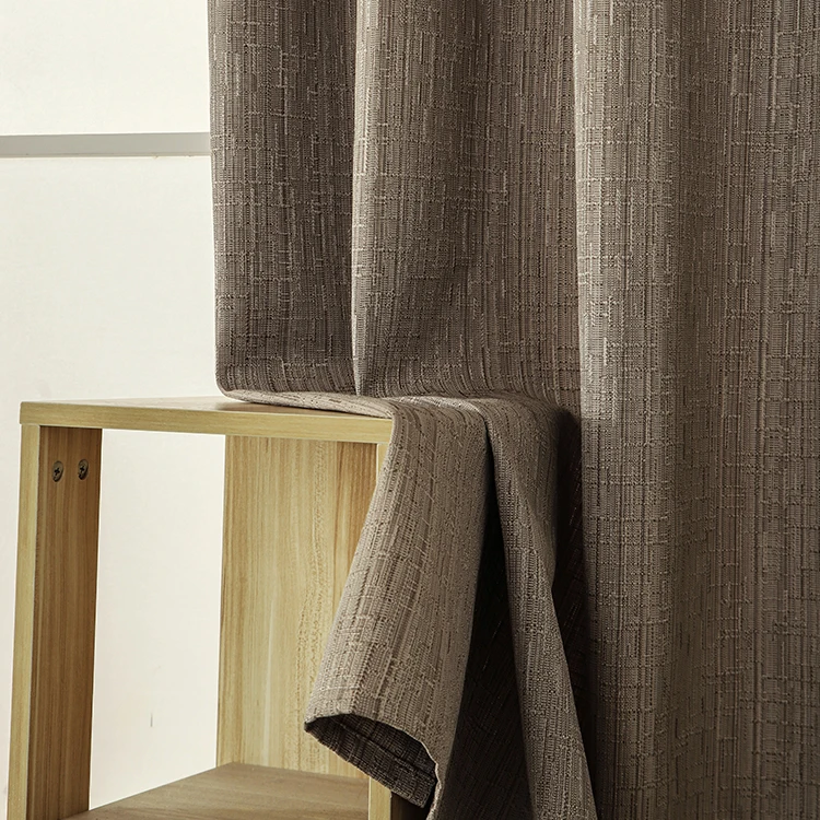 Modern simple light luxury Nordic style milk tea color cotton linen living room curtain 2023 new bedroom shading cloth