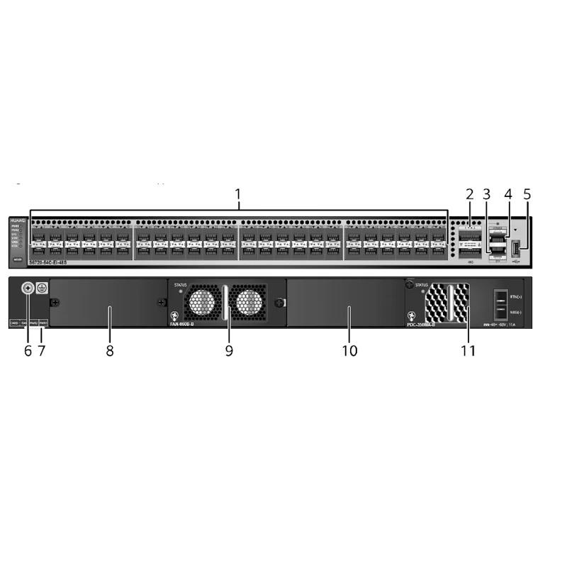 S6720-54C-EI-48S-AC 02350DMP 48* 10GE SFP+ ports 4*40GE QSFP+ ports S6700 Series ethernet switch 48 port