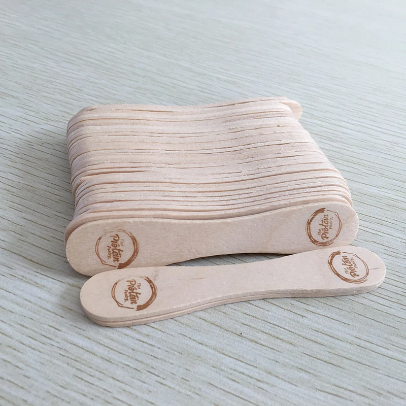 Small MOQ brand logo customized Bowtie shaped wooden ice cream sticks popsicle stick