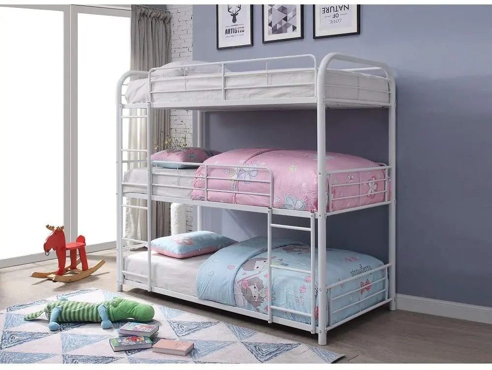 Solid Ladder Twin Size Three-Story Metal Triple Bunk Bed