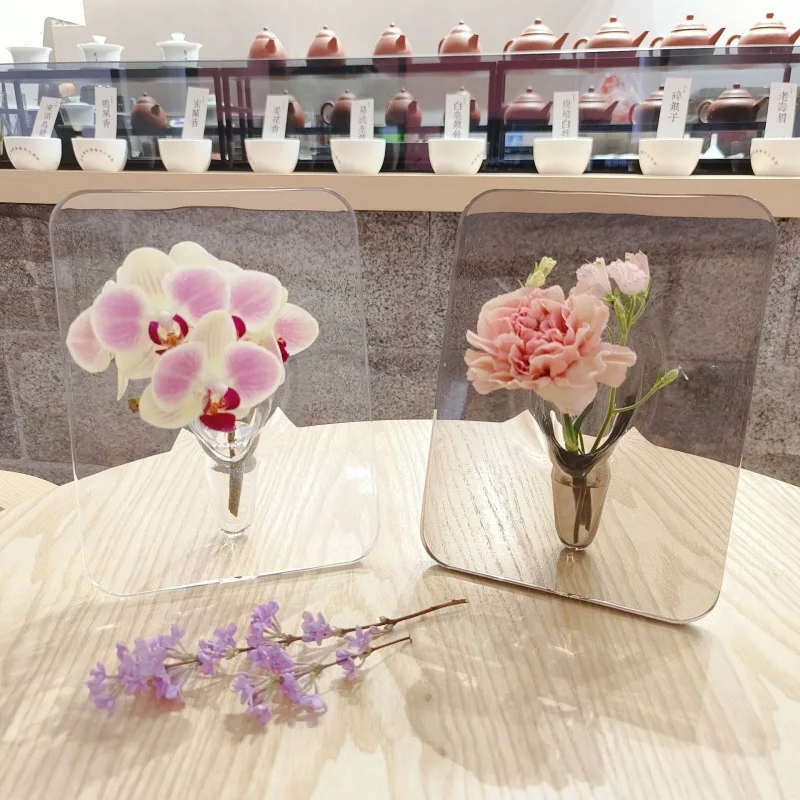 Transparent Acrylic Horizontal Art Decoration Vase Picture Frame Style Plastic Hydroponic Creative Vase