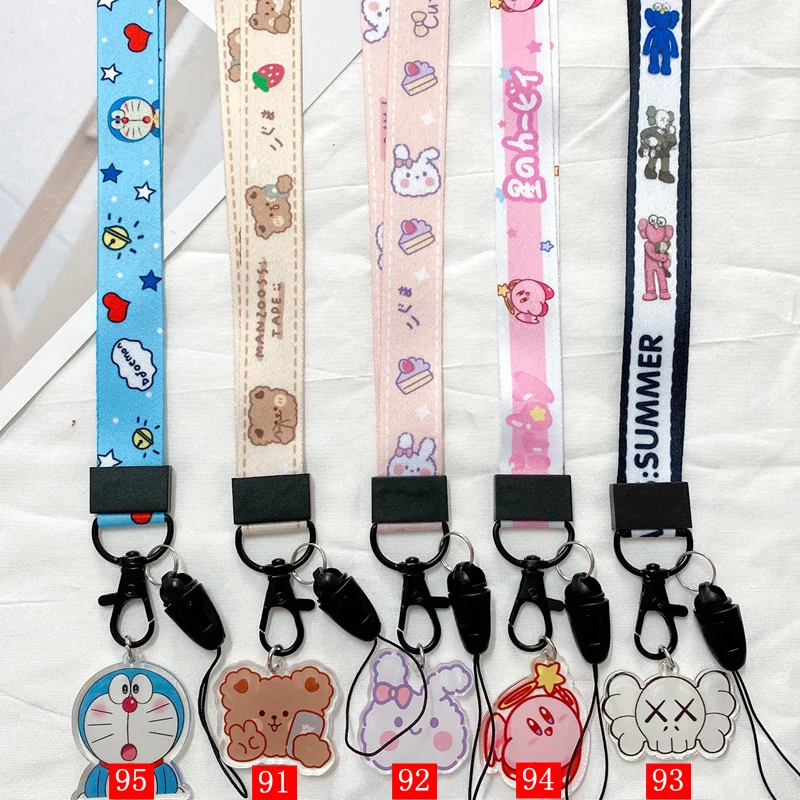 Quality Lanyard Anime Cartoon Lilo Stitch Print Lanyard Key Chain Neck Strap Keychain Holder Cell Phone Charms Neck Strap