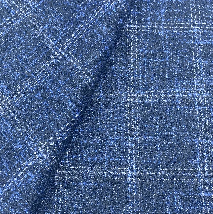Hot Sale Woven Fabric 70 Polyester  30 Viscose Checks  Tweed Fabric Colorful Wool Blend Plaid Tweed Fabric For Coats