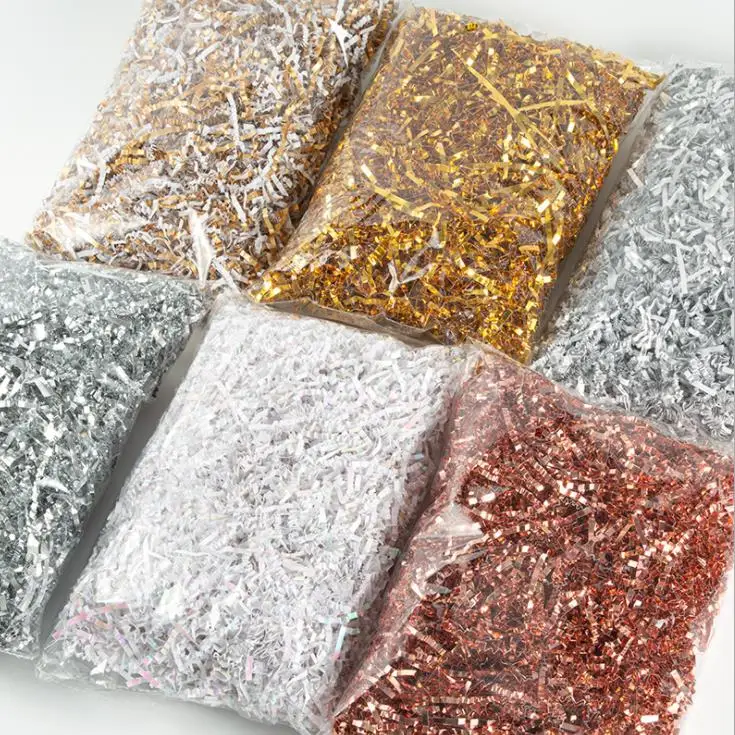 Gold and silver raffia fold paper silk 100g in a bag gift box decoration filling curved wave paper shredded paper fillers