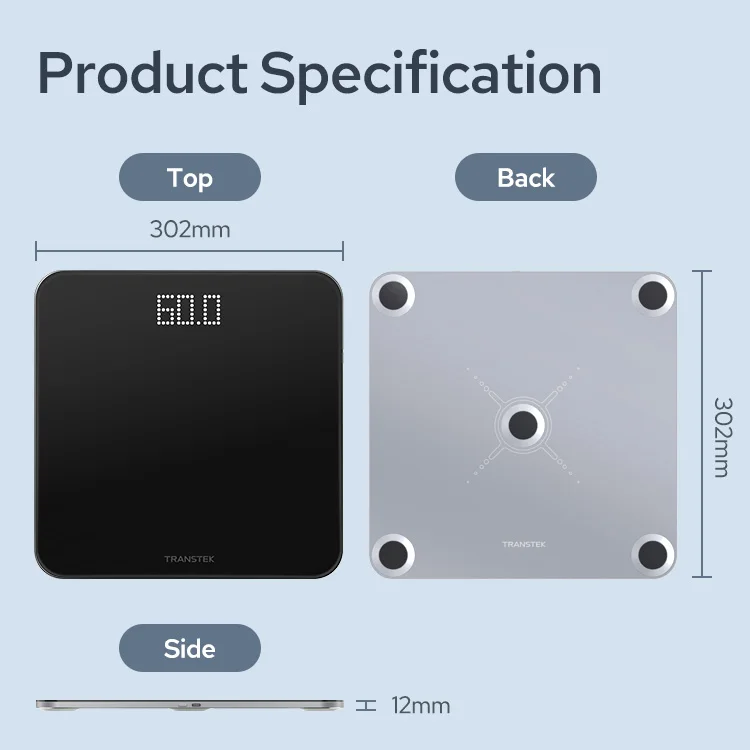 TRANSTEK Ultra-thin Highly Precise Nonslip Bathroom Body Weigh Scales Digital Electronic Weighing Scale Bascula Peso Corporal