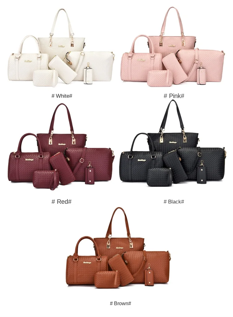 2024 Custom purse for women wholesale hand bags tote luxury pu leather 6 pcs ladies handbag set