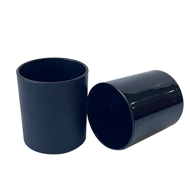 Luxury matte black glass candle jar container with metal gold and silver cover, bamboo and wood cork cover 7oz 8oz 10oz 16oz