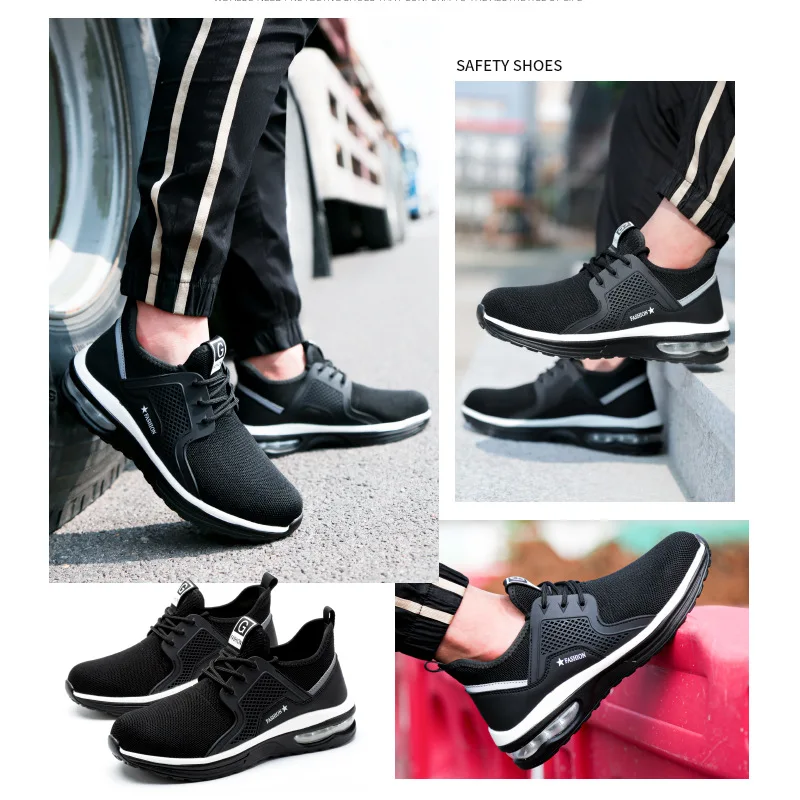 Hot selling professional Flyknitting Upper Soft and Comfortable Anti Stabbing  safety boots for men steel toe