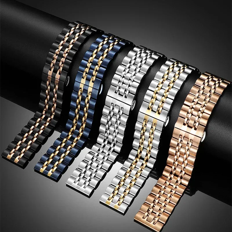 CAOWTAN 22mm 20mm Strap for Samsung Galaxy Watch Classic 6 5 4 5Pro Gear S3 Metal Steel Band Active 2 for Huawei Watch 4 GT3