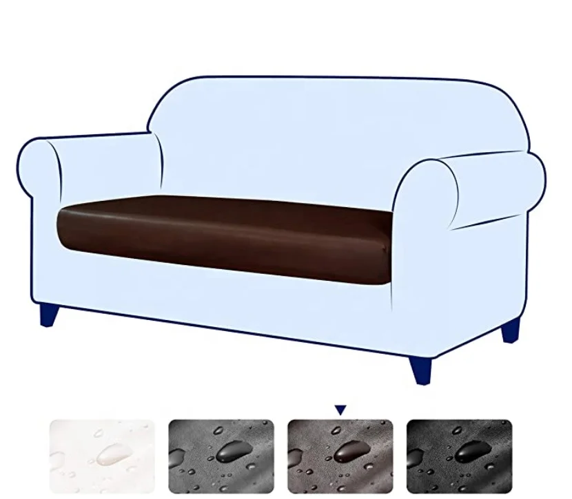 Sure Fit 3 Cushion Protective Brown Color Waterproof Sofa Slipcover Wholesale Strech Pu Sofa Spanx Cushion Cover for Home