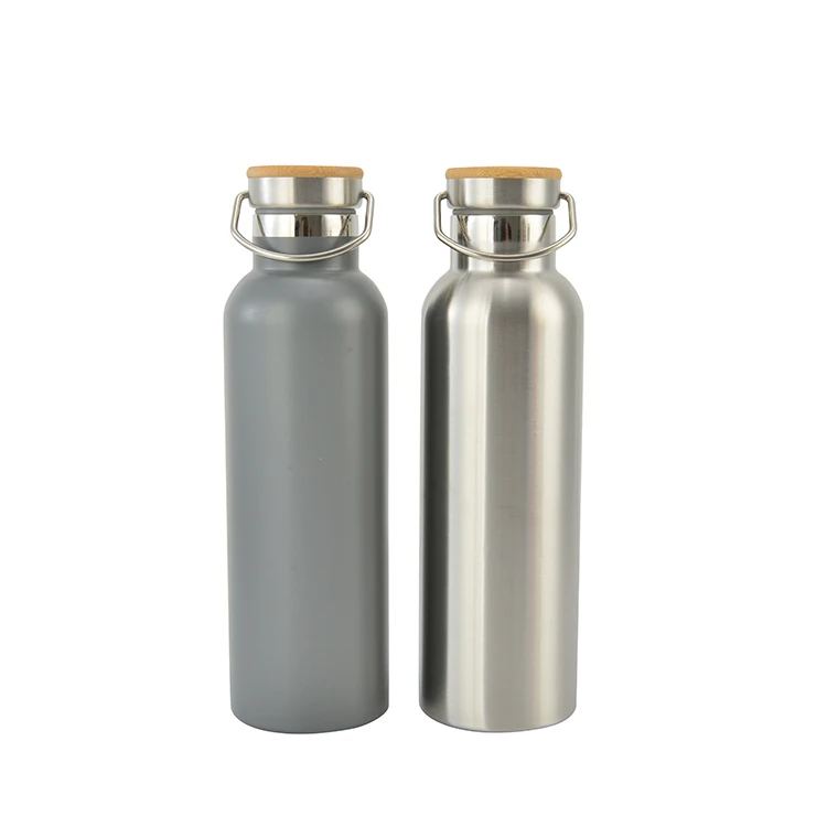 Custom Logo Vacuum Flasks Thermo Portable Insulated Travel Drinking Water Flask with Bamboo Lid