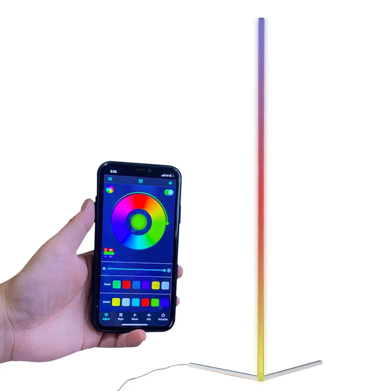 LED RGB remote+APP High quality corner standing large  light rods led floor lamp